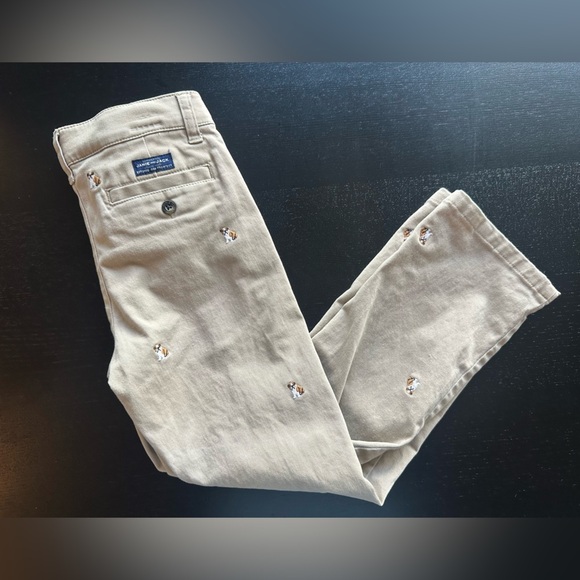 Janie and Jack Embroidered Bulldog khaki pants excellent condition - Picture 1 of 6
